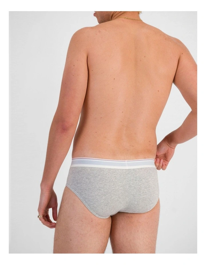 Guyfront Birthday Brief 3 Pack in New Grey Marle / White / Black image 3