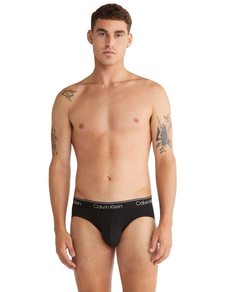 Active Pima Cotton Elastane Briefs 2 Pack in Black image 2