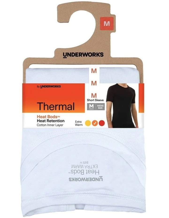 Heat Retention Short Sleeve Thermal in White image 2