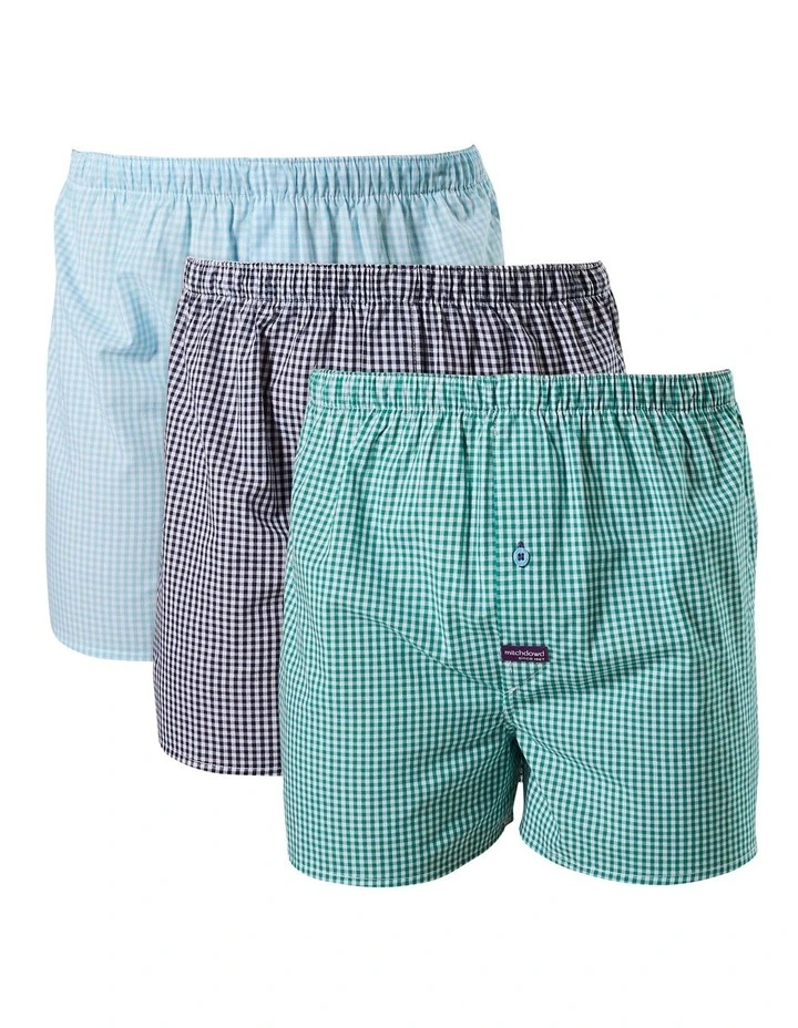 Gingham Cotton Boxer Shorts 3 Pack in Multi image 1