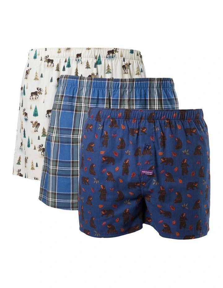 Bear & Moose Cotton Boxer 3 Pack in Multi image 1