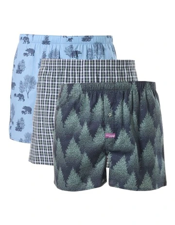 Forest Bears Cotton Boxer Short 3 Pack in Multi