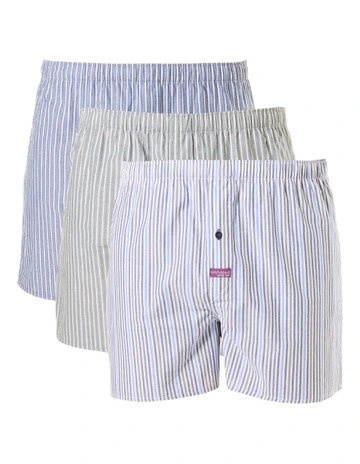 Stripes Cotton Boxer Shorts Pack of 3 in Multi