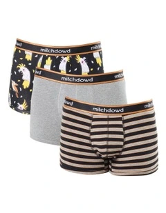 Kooky Birds Trunks 3 Pack in Multi