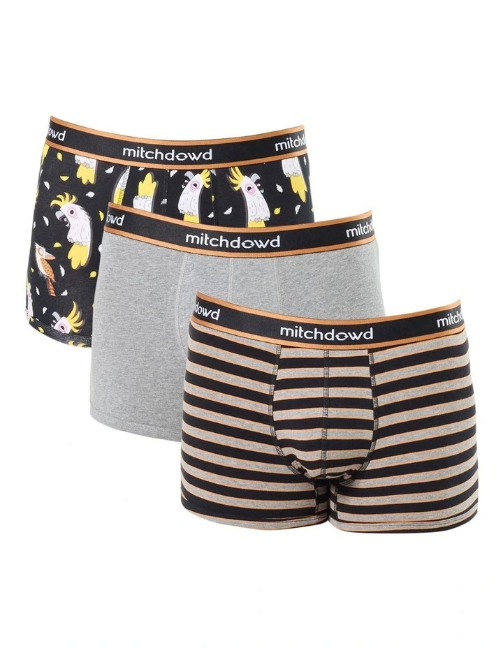 Kooky Birds Trunks 3 Pack in Multi image 1