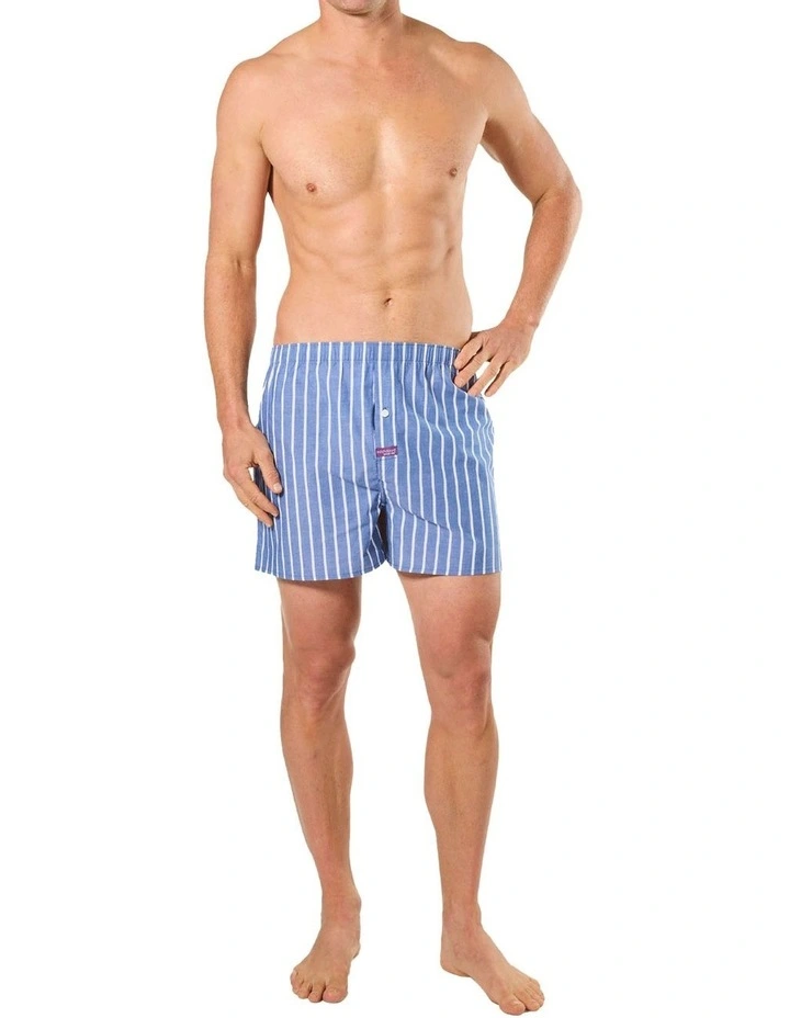 Stripes Woven Boxer Shorts Pack Of 3 in Blue image 5