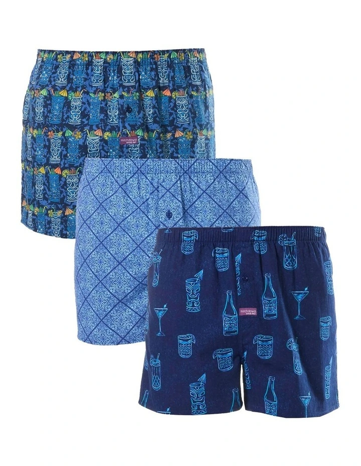 Tiki Town Woven Boxershorts 3 Pack in Multi image 1