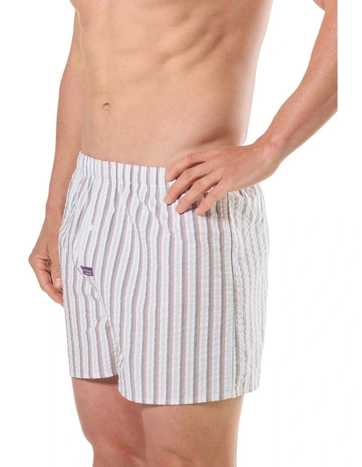3 Pack Seersucker Neutral Stripes Woven Boxershorts image 4