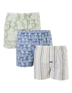 Maui Woven Boxershorts Pack Of 3 in Multi