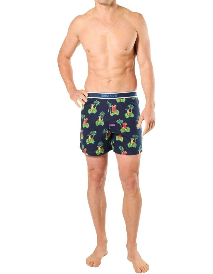 Cocktail Bar Loose Fit Knit Boxershort in Blue image 4