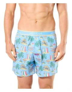 Eat Sleep Surf Loose Fit Knit Boxershort in Blue