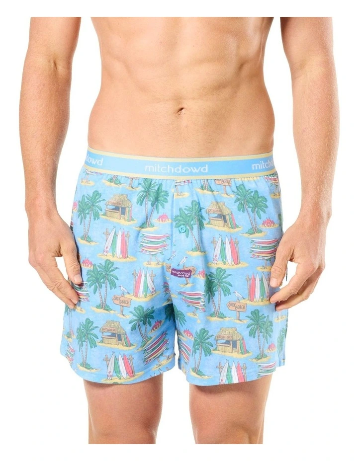 Eat Sleep Surf Loose Fit Knit Boxershort in Blue image 1