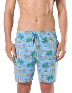Eat Sleep Surf Loose Fit Knit Boxershort in Blue
