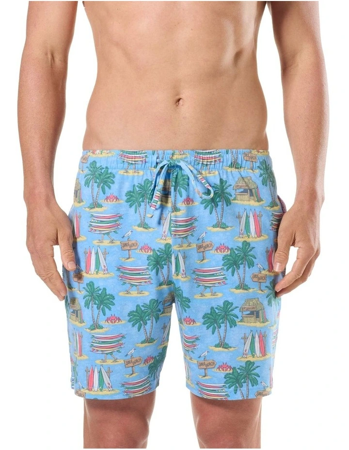 Eat Sleep Surf Loose Fit Knit Boxershort in Blue image 1