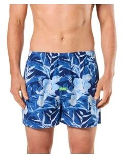 Painted Tropical Bamboo Boxer Short in Blue