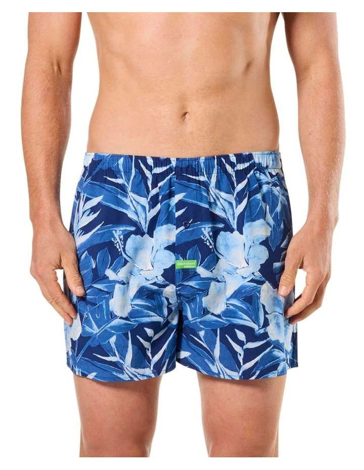 Painted Tropical Bamboo Boxer Short in Blue image 1