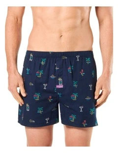 Neon Beach Cotton Woven Boxershort in Blue