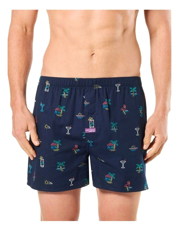 Neon Beach Cotton Woven Boxershort in Blue image 1