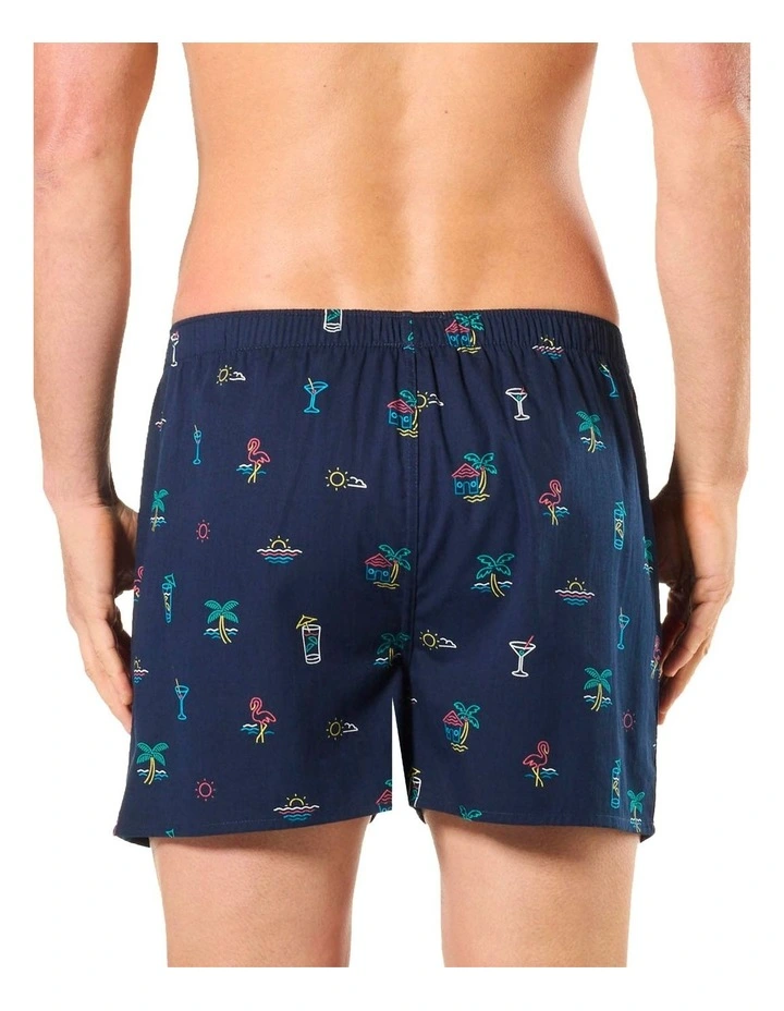 Neon Beach Cotton Woven Boxershort in Blue image 2