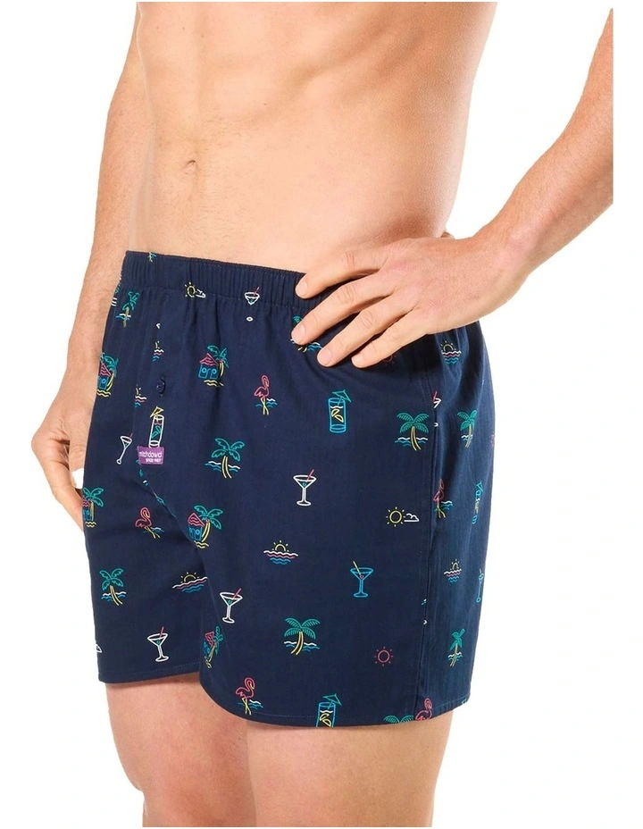 Neon Beach Cotton Woven Boxershort in Blue image 3