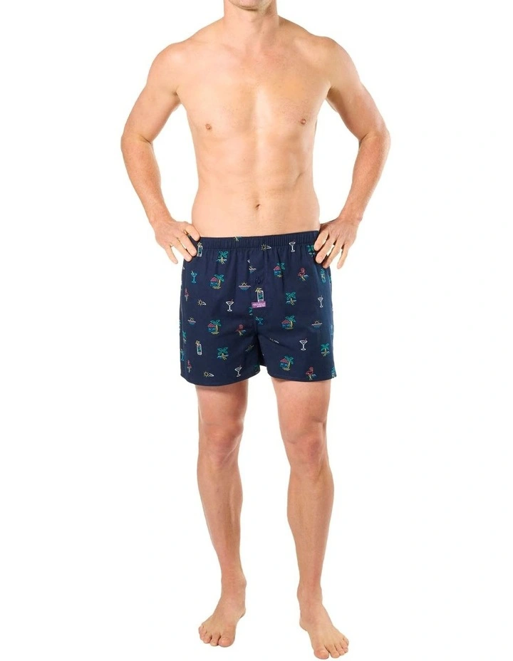 Neon Beach Cotton Woven Boxershort in Blue image 4