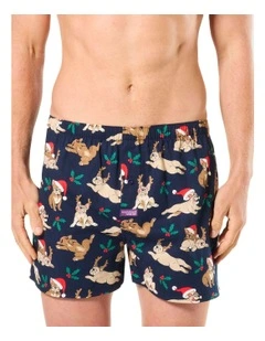 Christmas Dogs Cotton Boxershort in Blue