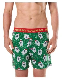 Tangled All the Way Loose Knit Boxershort with Christmas lights in Green