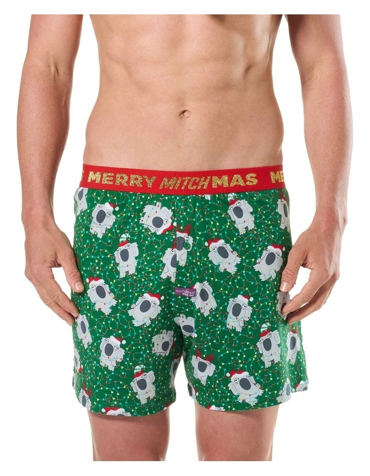 Tangled All the Way Loose Knit Boxershort with Christmas lights in Green image 1