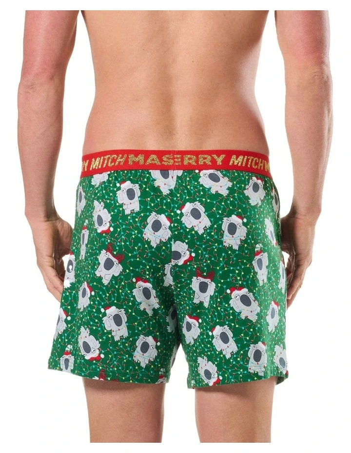 Tangled All the Way Loose Knit Boxershort with Christmas lights in Green image 2