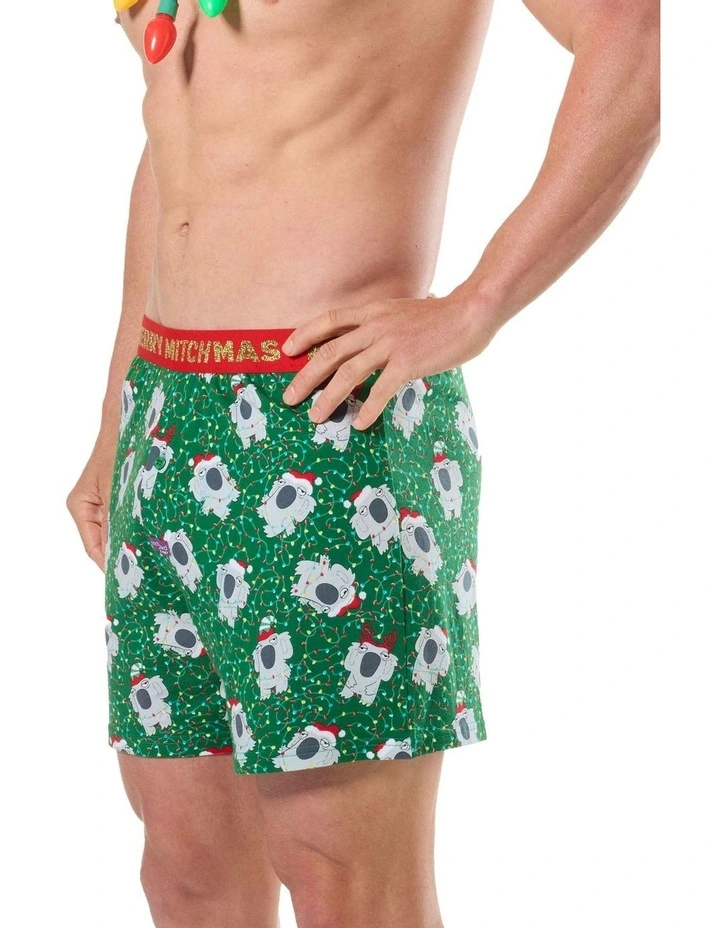 Tangled All the Way Loose Knit Boxershort with Christmas lights in Green image 3