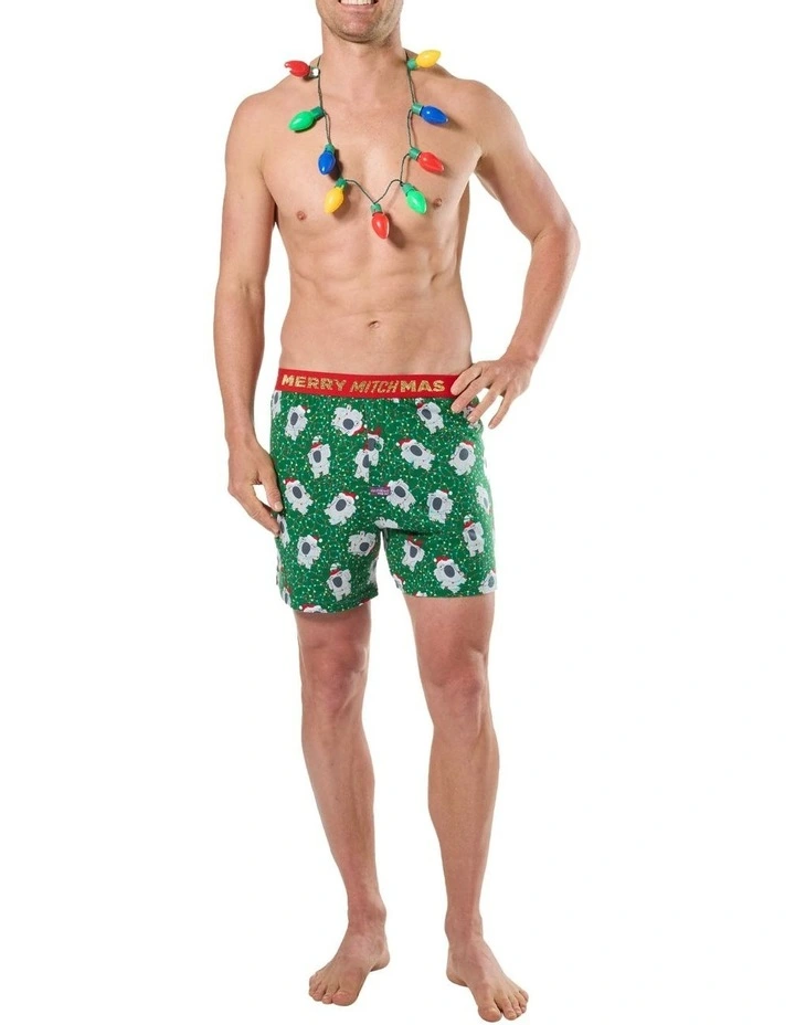 Tangled All the Way Loose Knit Boxershort with Christmas lights in Green image 4