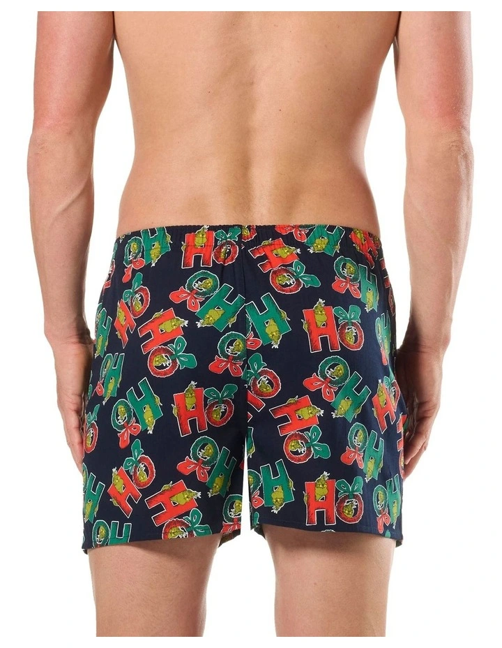 Ho Ho Ho Cotton Woven Boxershort in Blue image 2