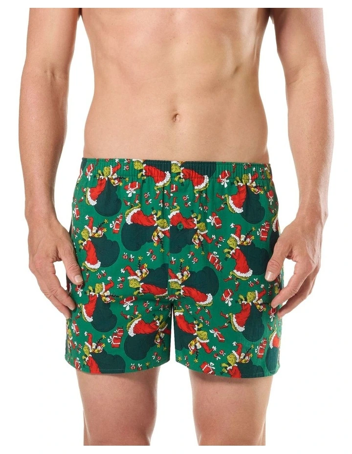 Grinch Gifts Cotton Woven Boxershort in Green image 1