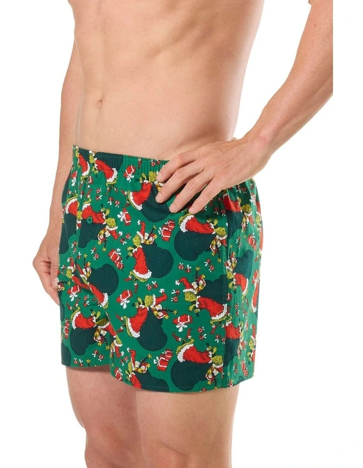 Grinch Gifts Cotton Woven Boxershort in Green image 3