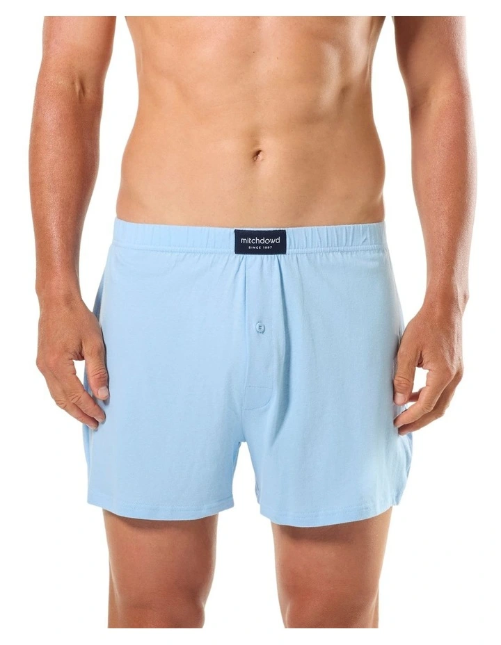 Cotton Knit Boxer Shorts 3 Pack in Blue image 2