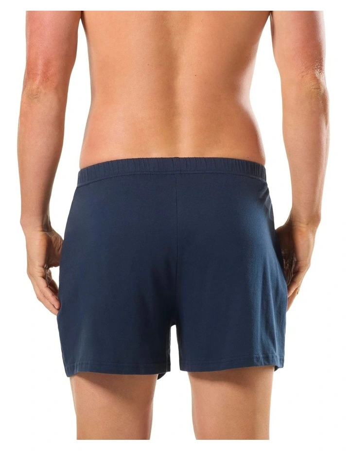 Cotton Knit Boxer Shorts 3 Pack in Blue image 3
