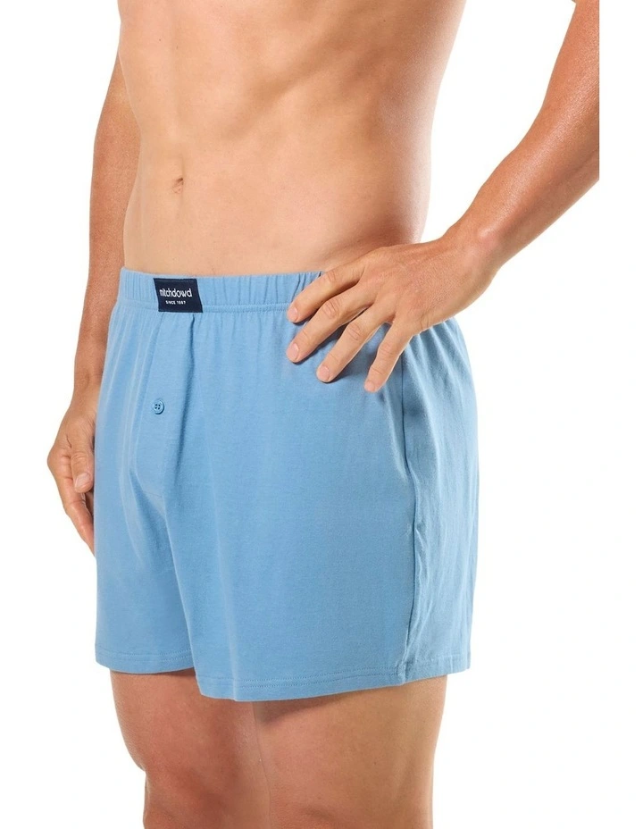 Cotton Knit Boxer Shorts 3 Pack in Blue image 4