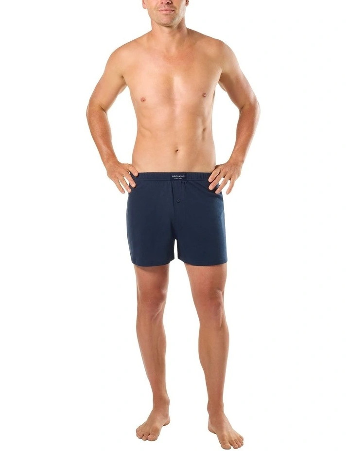 Cotton Knit Boxer Shorts 3 Pack in Blue image 5