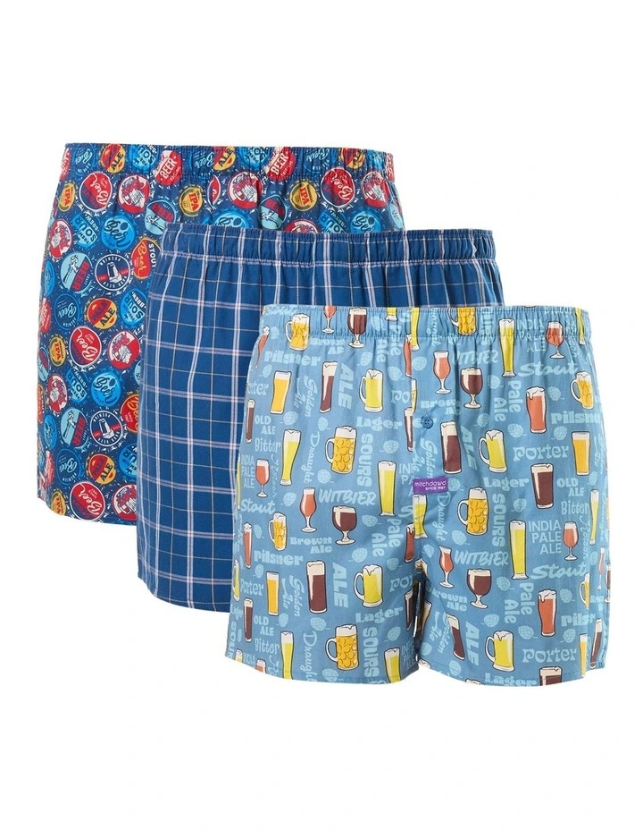 Beer Me Cotton Woven Boxers 3 Pack in Multi image 1
