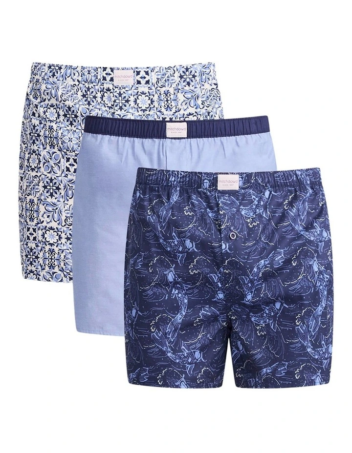 3 Pack Koi Pond Cotton Woven Boxers image 1