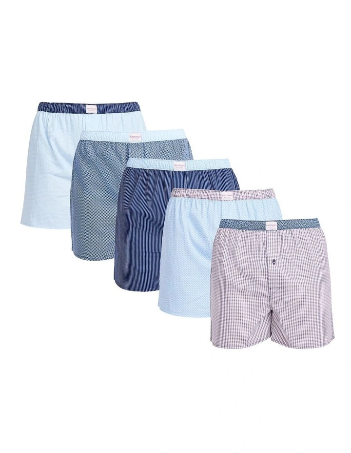 5 Pack Geo Contrast Cotton Woven Boxer image 1