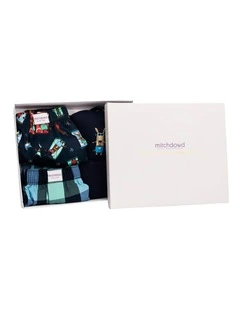 Sun Baked Dogs & Check Woven Boxer 2pk with Embroidered Cap (Boxed Gift Set)
