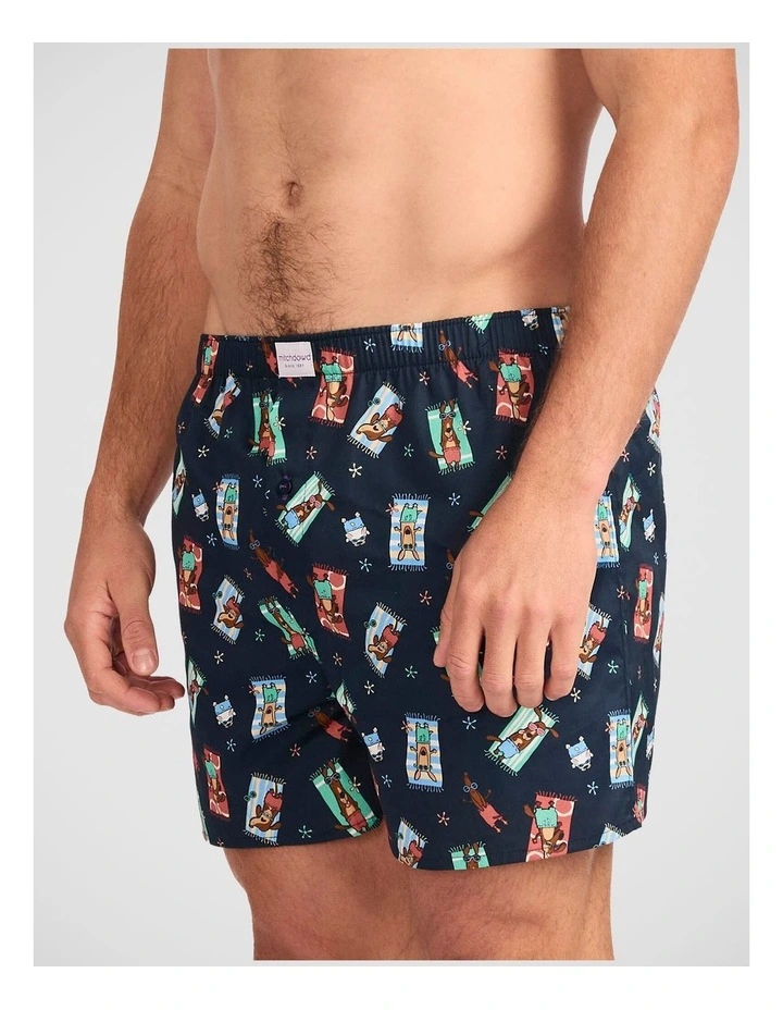 Sun Baked Dogs & Check Woven Boxer 2pk with Embroidered Cap (Boxed Gift Set) image 4
