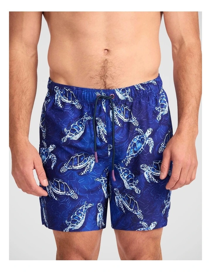 Deep Blue Turtles Swim Short with Microfibre Beach Towel (Boxed Gift Set) image 1