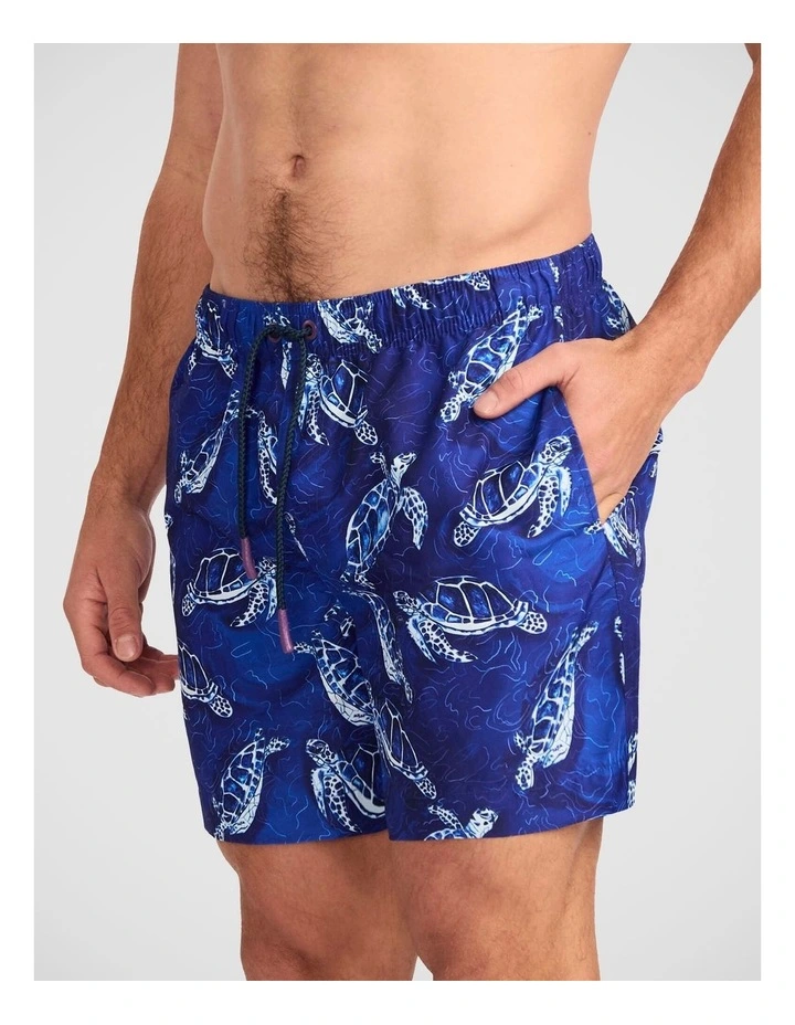 Deep Blue Turtles Swim Short with Microfibre Beach Towel (Boxed Gift Set) image 3