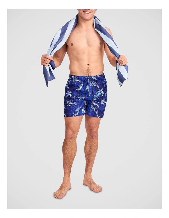 Deep Blue Turtles Swim Short with Microfibre Beach Towel (Boxed Gift Set) image 5