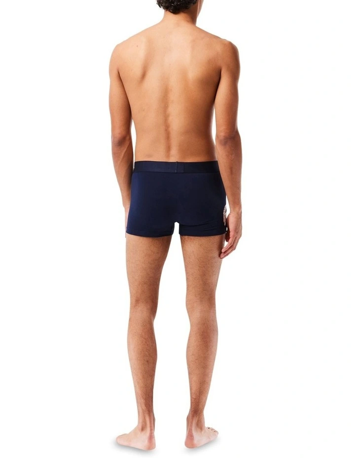 Casual Large Logo Trunks 3 Pack in Navy/Grey Stripe/Black image 4