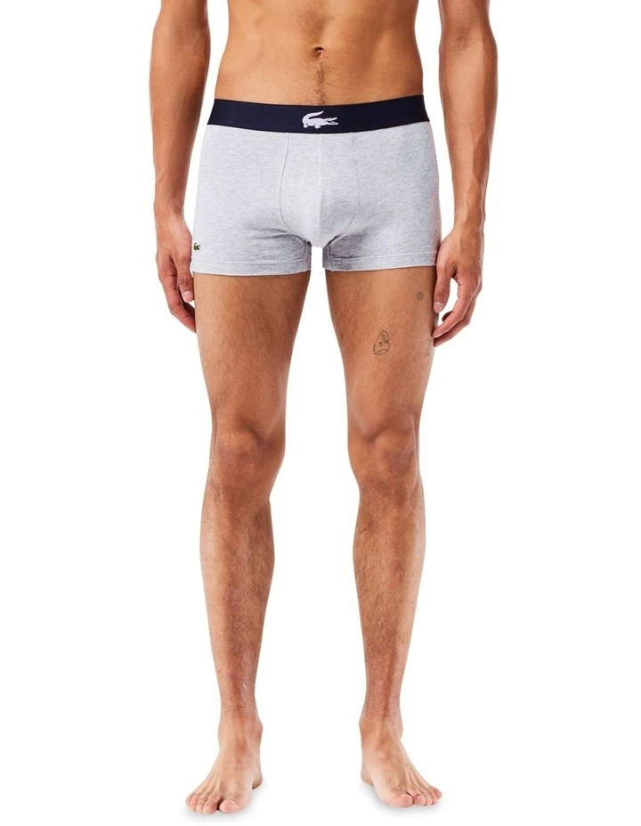 Casual Large Logo Trunks 3 Pack in Navy/Grey Stripe/Black image 5
