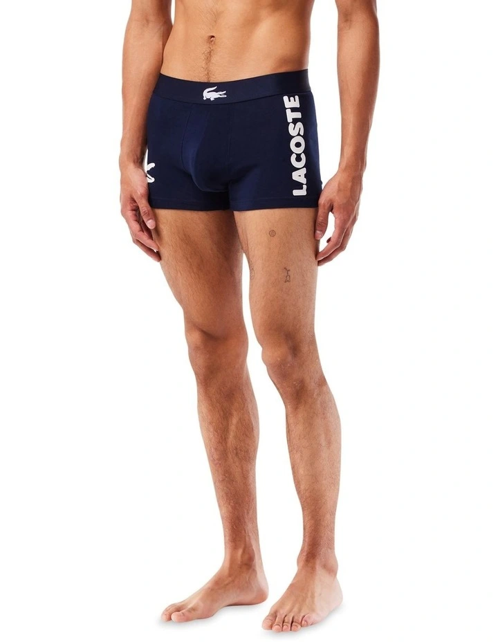 Casual Large Logo Trunks 3 Pack in Navy/Grey Stripe/Black image 6