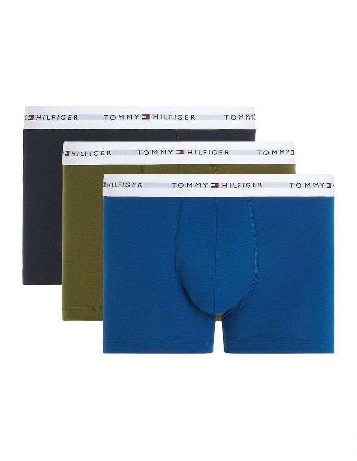 Signature Organic Cotton Essentials Trunks Pack of 3 in Navy/White/Grey/Roug image 1